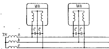  Schéma zapojení kompenzačních kondenzátorů v obvodu transformátoru napětí
