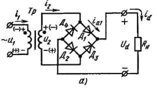 Jednofazowy obwód prostownika mostkowego