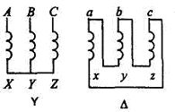 Схеми на свързване на намотки на трифазни трансформатори