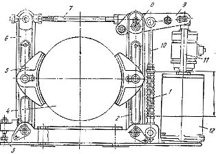 Hamulec żurawia z popychaczem elektrohydraulicznym