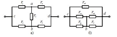 Przekształcenie elementów obwodu: a - połączone w gwiazdę, b - w równowaŜny trójkąt