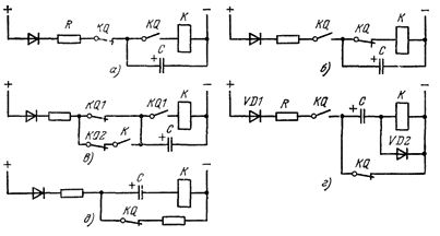 Вериги за импулсно включване и изключване на релето от разрядните токове на кондензатора