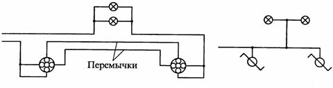 Schemat elektryczny i elektryczny do podłączenia lamp do sieci za pomocą dwóch przełączników