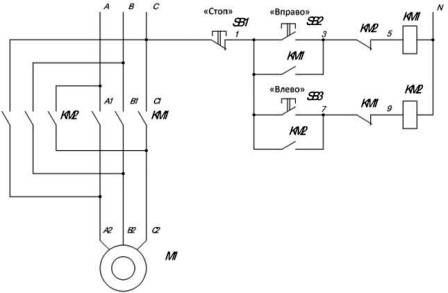 Схема за управление на двигателя на реле-контактор