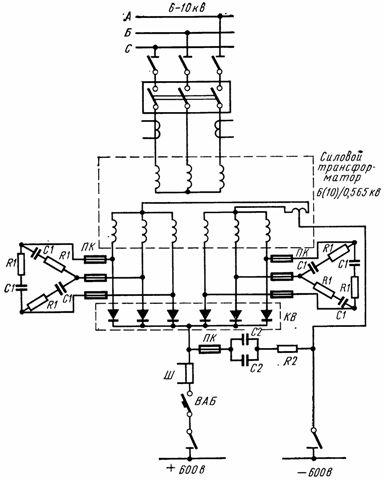 Schemat podłączenia jednej fazy BBK-1000/600-N