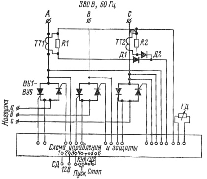 Принципна схема на тиристорен стартер