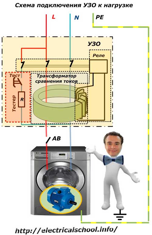 Схема на свързване на RCD за зареждане