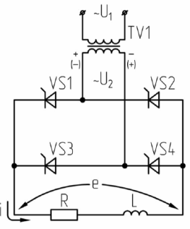 Jednofazowy obwód prostownika mostkowego