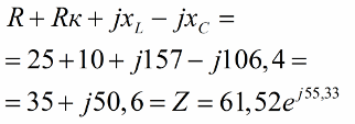 Całkowita złożona impedancja tego obwodu