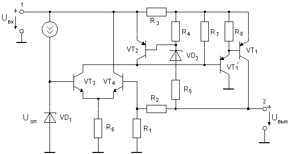 Schemat liniowego regulatora napięcia