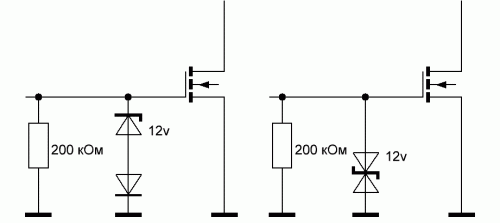 حماية بوابة FET مع Zener Diode