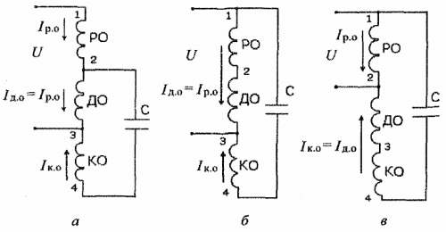 Schematy połączeń uzwojeń stojana wielobiegowego silnika kondensatorowego