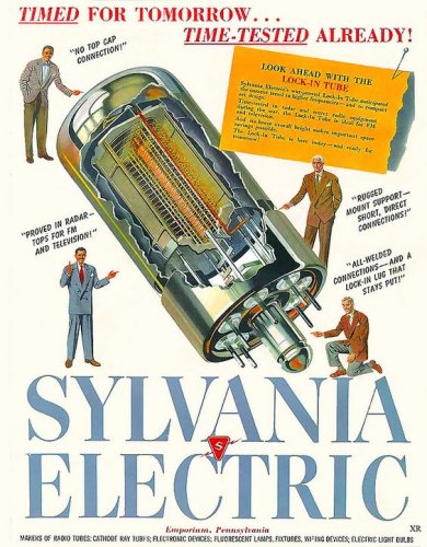 Reklama w magazynie z 1947 r. dotycząca elektronicznych lamp próżniowych.