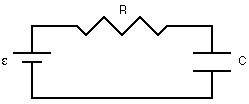 Източник на напрежение, резистор и кондензатор в електрическа верига