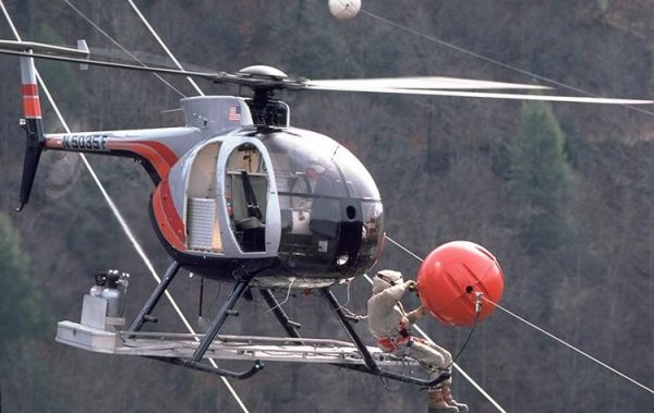 Производство на работи под напрежение с еквипотенциално свързване с помощта на хеликоптер